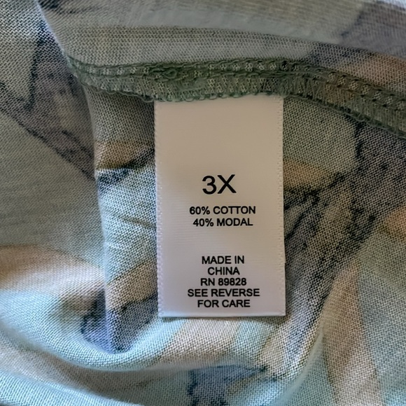 LOGO Lori Goldstein Abstract Floral Short Sleeve Cotton Blend Dress Size 3X - Picture 8 of 10